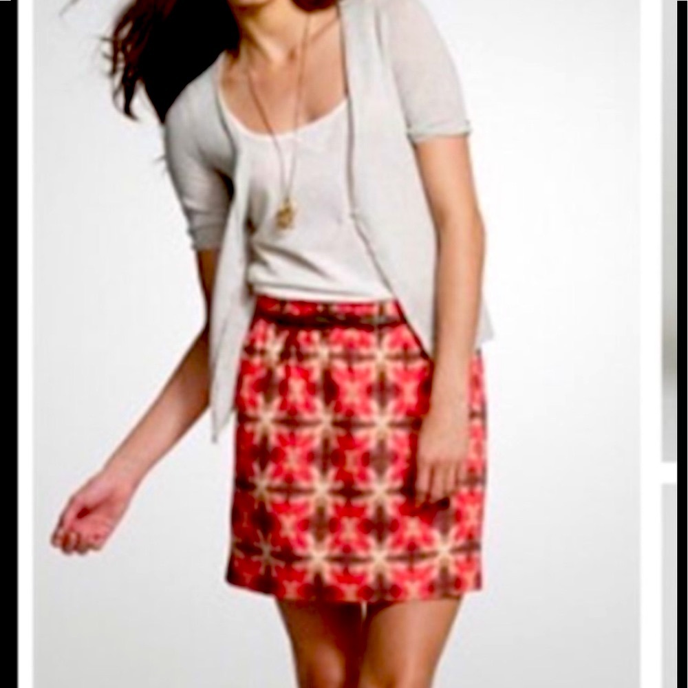 J.Crew tie dye mini skirt red & brown sz 8